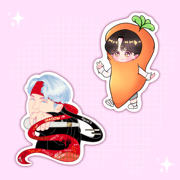 Mic Drop Yoongi and Smol Carrot Stickers